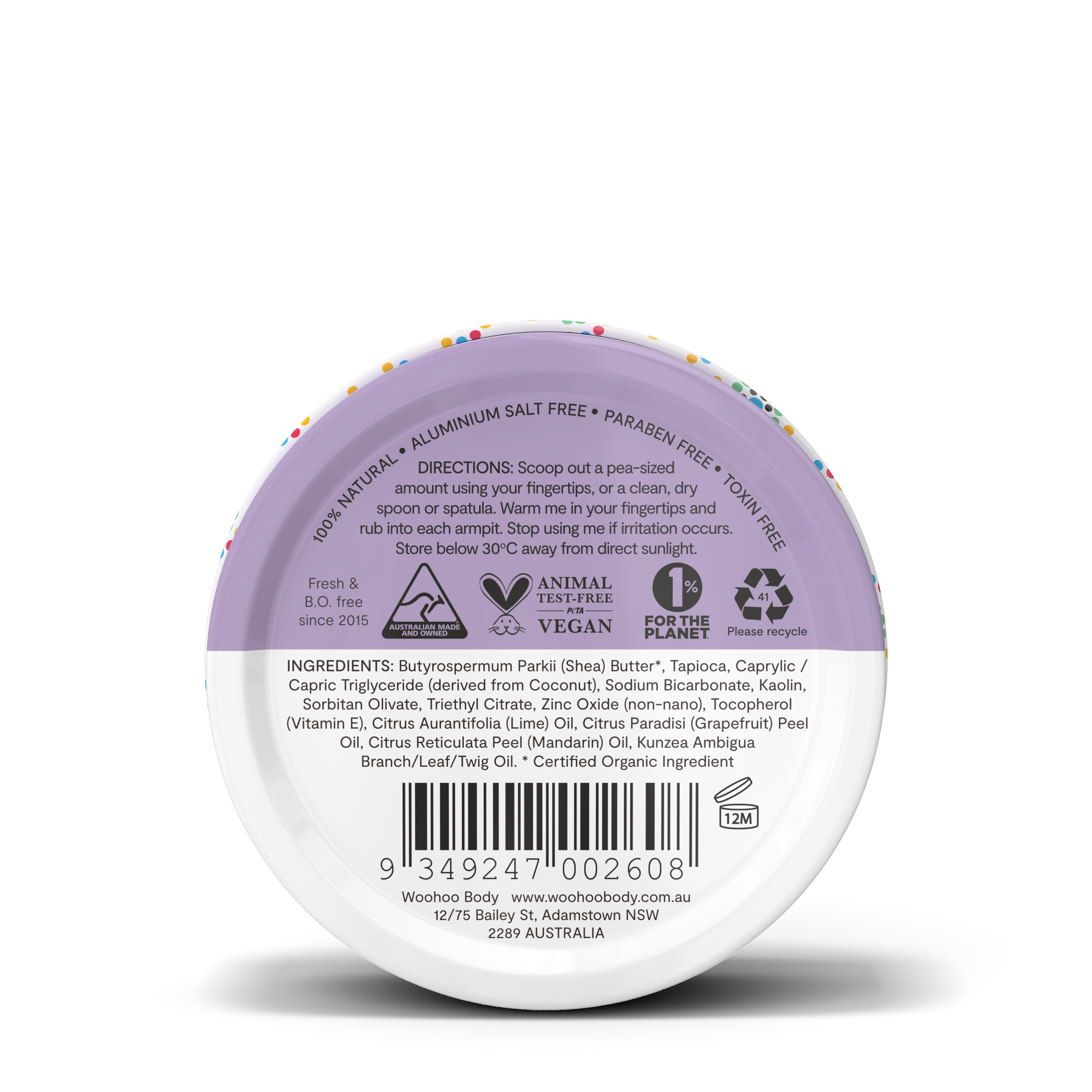 Woohoo All Natural Deodorant Paste 60g (Tin) - Pop Scent