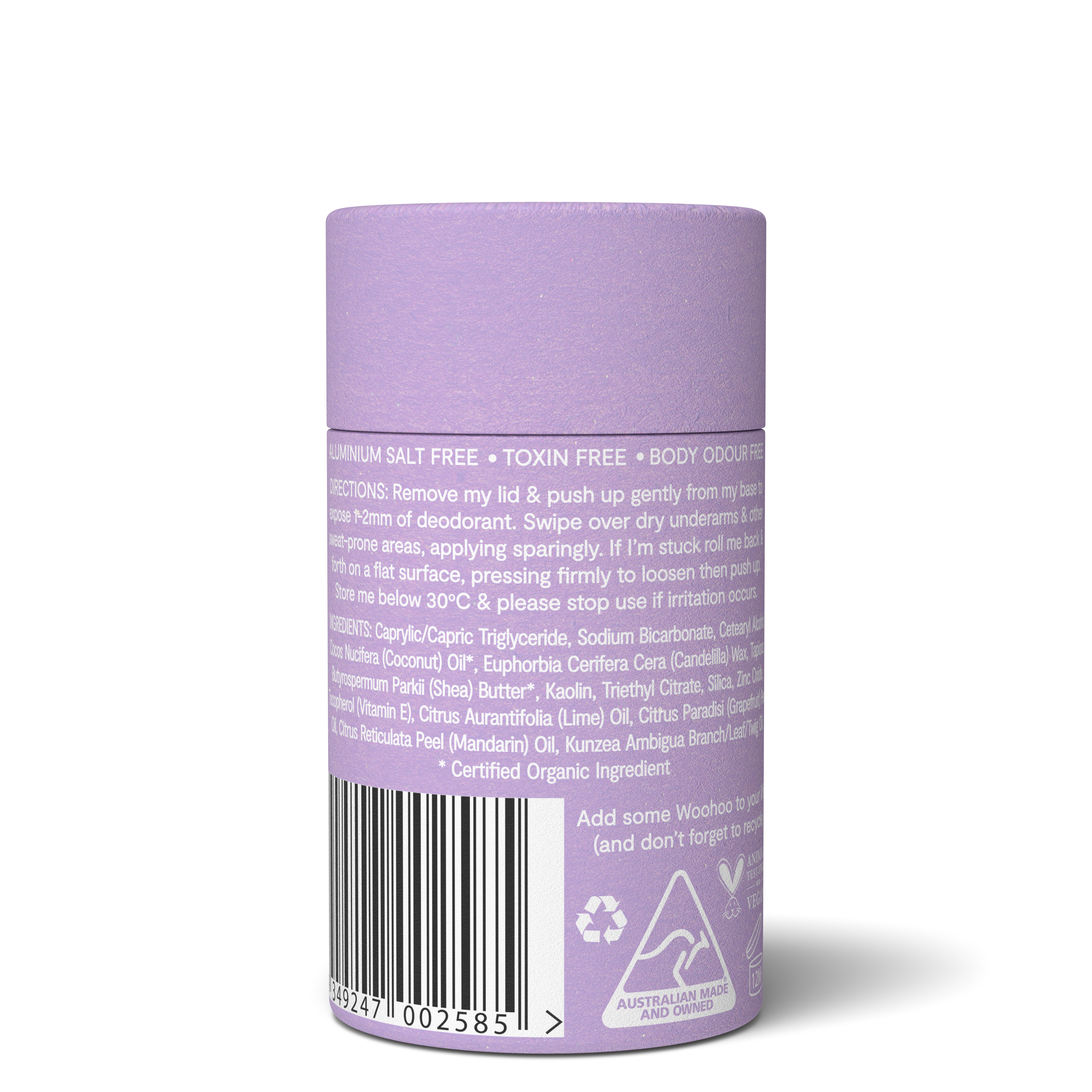 Woohoo All Natural Deodorant Stick 60g - Pop Scent