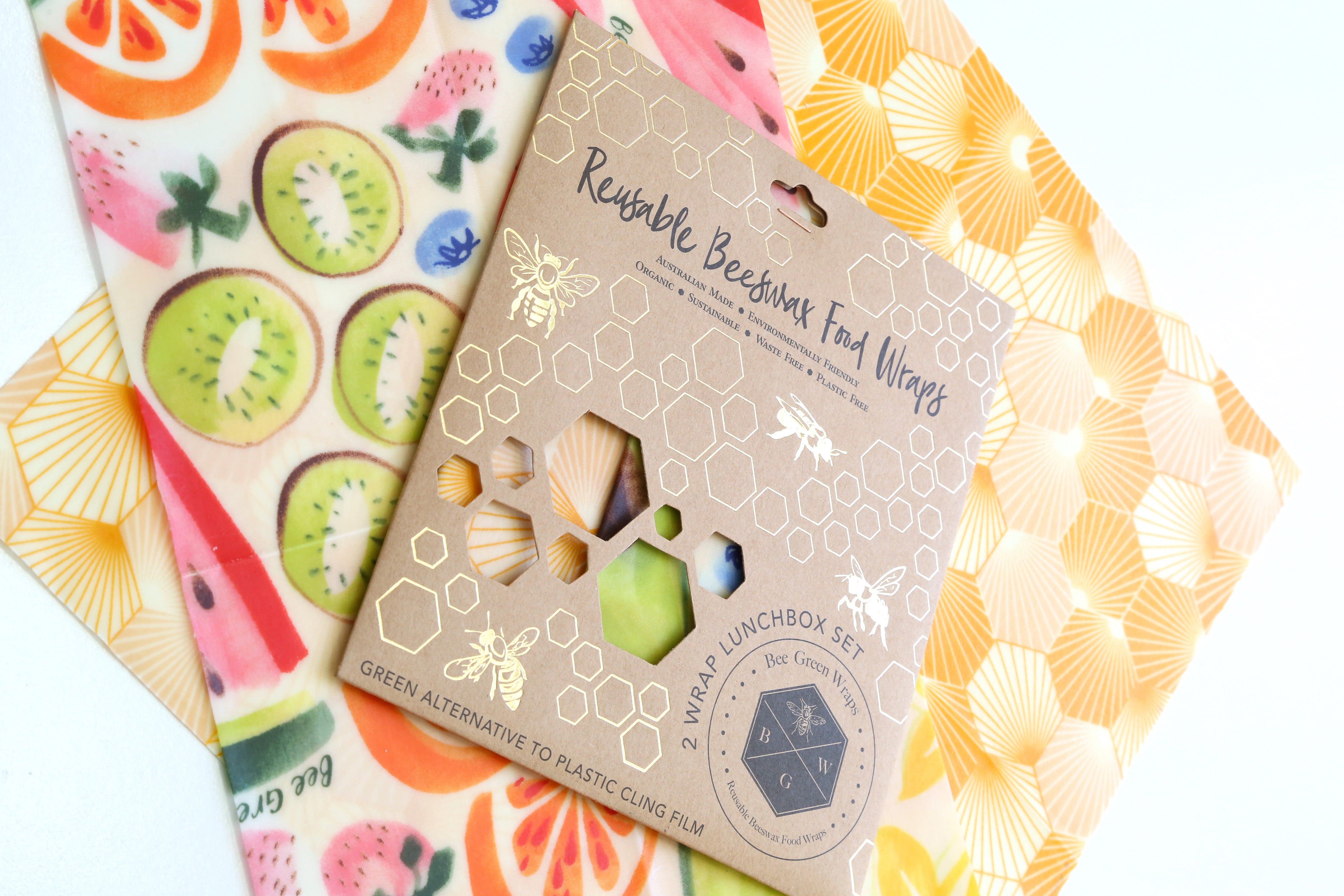 Lunchbox Set Beeswax Food Wrap (2 wraps; mixed design)