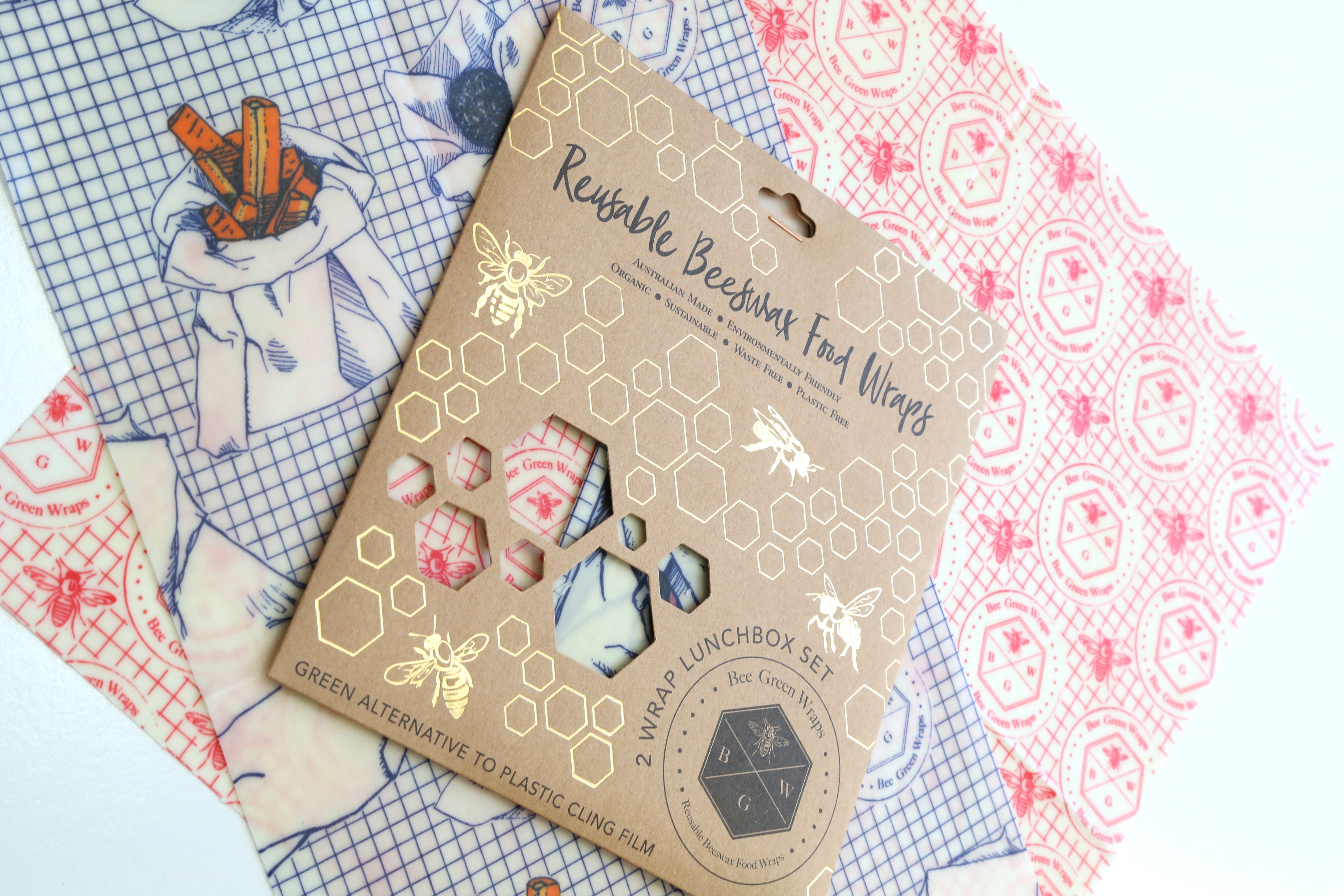 Lunchbox Set Beeswax Food Wrap (2 wraps; mixed design)