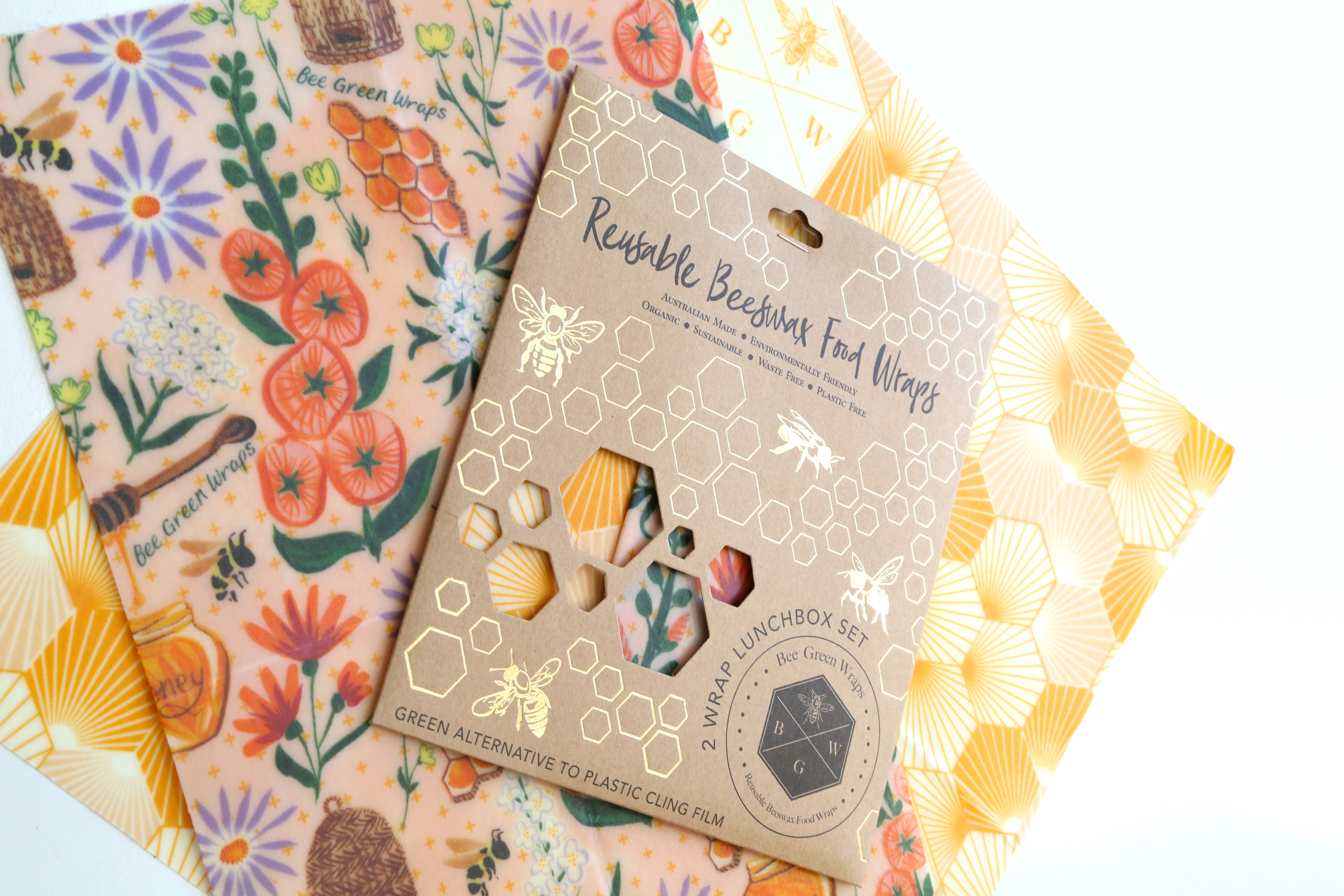 Lunchbox Set Beeswax Food Wrap (2 wraps; mixed design)